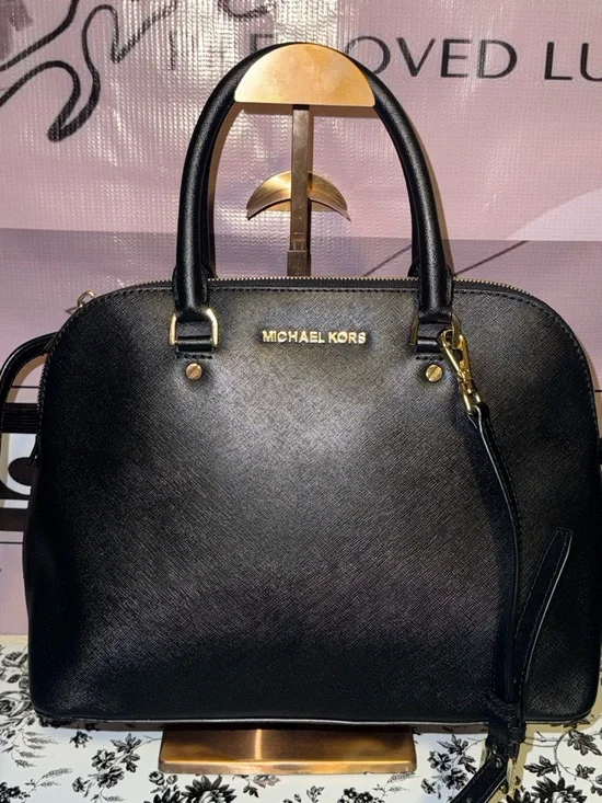 Michael Kors Black Saffiano Satchel with Gold Hardware - Picture 4 of 5
